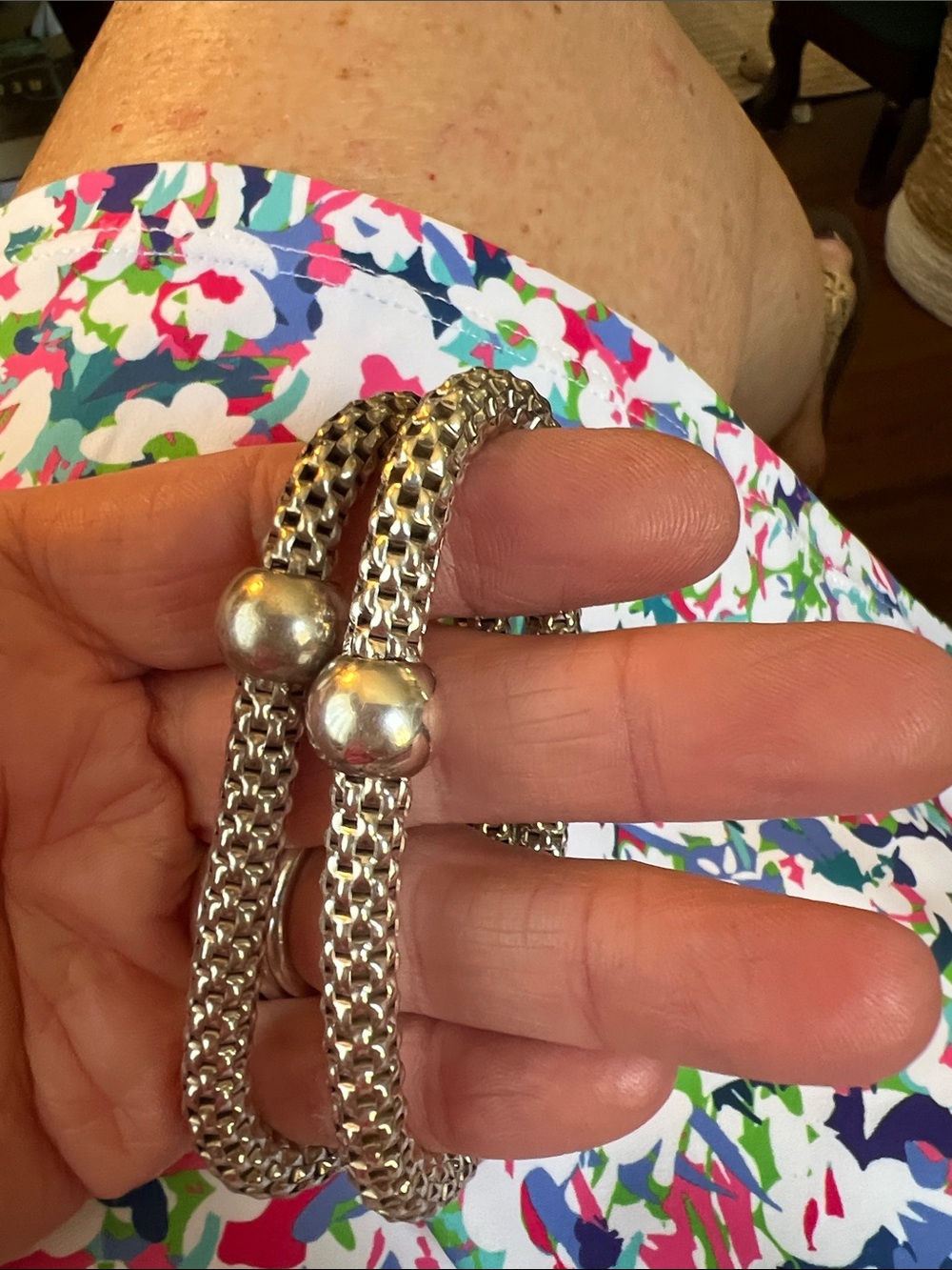 Silpada set of two Sterling Silver Double Chain Bracelet with Bead Accent